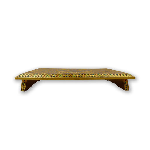 Bajot - 2.5 x 17 x 15 Inches |  Chowki/ Silver & Gold Finish Manai/ Patla for Pooja - Pooja Aasan & Bajot & Pooja Mat