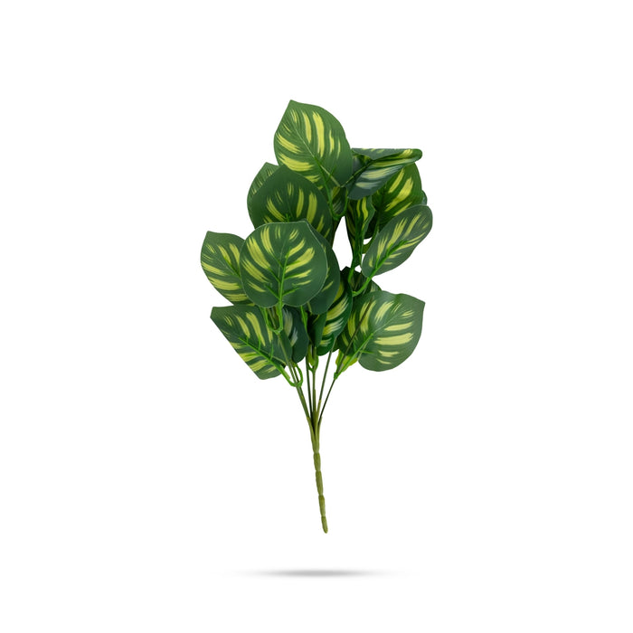 Artificial Green Leaf Bunch - 14 Inches| Decorative Foliage Plant / Plant Decor For Interior Styling