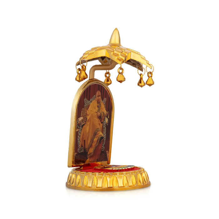 Delhi Guruji Image With Umbrella – 4.5 X 2 Inches | Decorative Paduka / Spiritual Table Decor - Pooja Box & Paduka