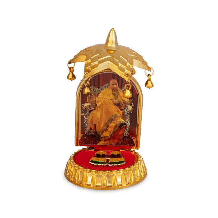 Delhi Guruji Image With Umbrella – 4.5 X 2 Inches | Decorative Paduka / Spiritual Table Decor - Pooja Box & Paduka