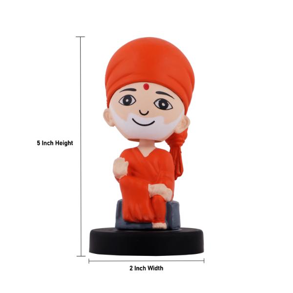 Bobble Head Figurine  - Sai Baba - 5 Inches |  Bobble Head Statue for Home Decor/ Assorted Design