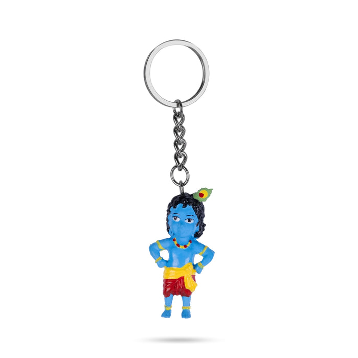 Standing Krishna Design Key Chain - 2 x 0.5 Inches | Key Ring/ Key Holder For Gifting, Car And Bike - Key Chain & Key Holder