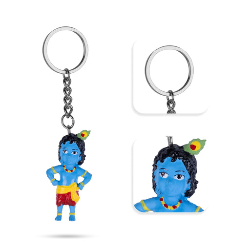 Standing Krishna Design Key Chain - 2 x 0.5 Inches | Key Ring/ Key Holder For Gifting, Car And Bike - Key Chain & Key Holder