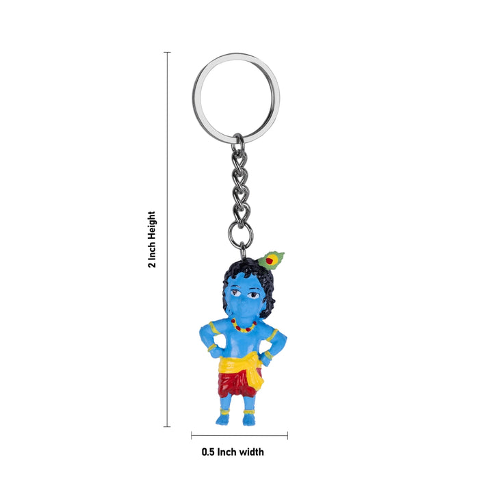 Standing Krishna Design Key Chain - 2 x 0.5 Inches | Key Ring/ Key Holder For Gifting, Car And Bike - Key Chain & Key Holder