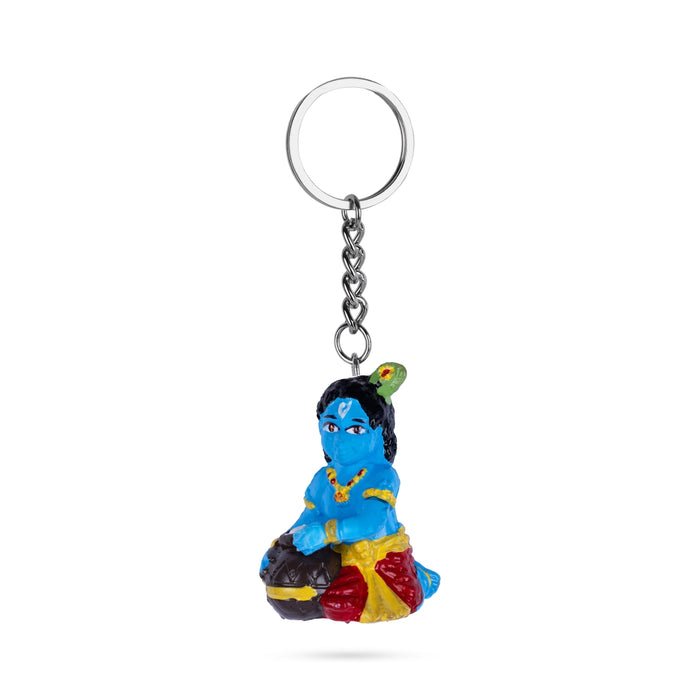Makhan Krishna Design Key Chain - 2 x 0.5 Inches | Key Ring/ Key Holder For Gifting, Car And Bike - Key Chain & Key Holder