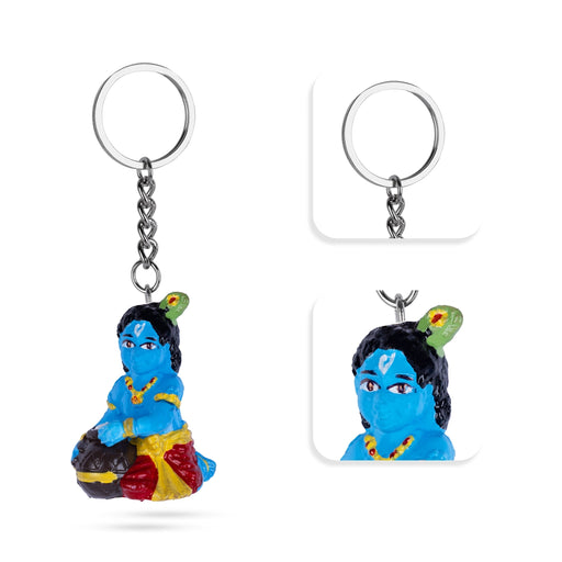 Makhan Krishna Design Key Chain - 2 x 0.5 Inches | Key Ring/ Key Holder For Gifting, Car And Bike - Key Chain & Key Holder