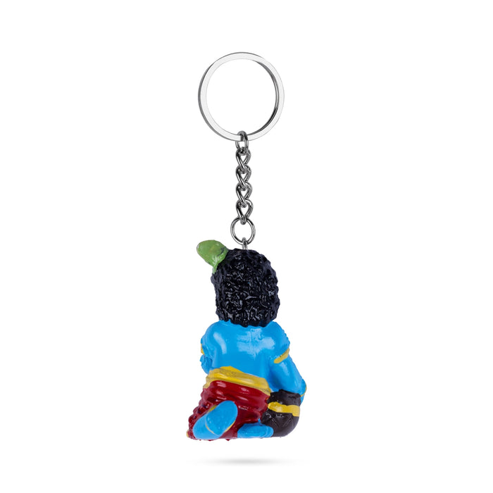 Makhan Krishna Design Key Chain - 2 x 0.5 Inches | Key Ring/ Key Holder For Gifting, Car And Bike - Key Chain & Key Holder