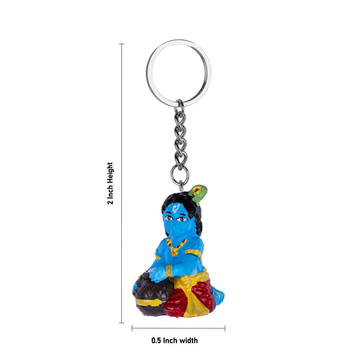 Makhan Krishna Design Key Chain - 2 x 0.5 Inches | Key Ring/ Key Holder For Gifting, Car And Bike - Key Chain & Key Holder