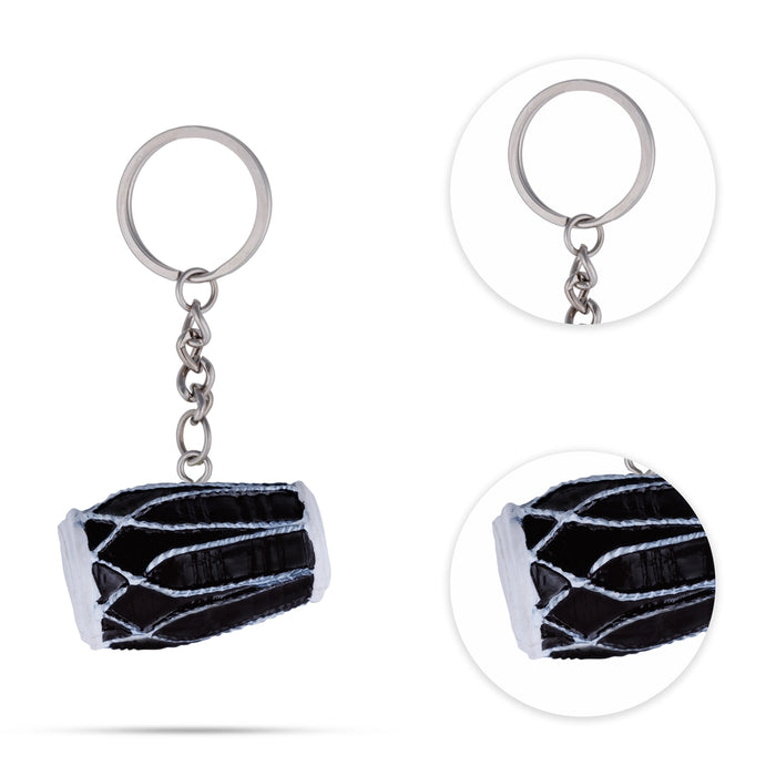 Dholak Design Key Chain - 0.1 X 1.5 Inches | Key Ring/ Key Holder For Gifting, Car And Bike - Key Chain & Key Holder