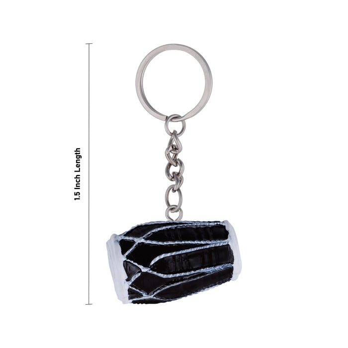 Dholak Design Key Chain - 0.1 X 1.5 Inches | Key Ring/ Key Holder For Gifting, Car And Bike - Key Chain & Key Holder