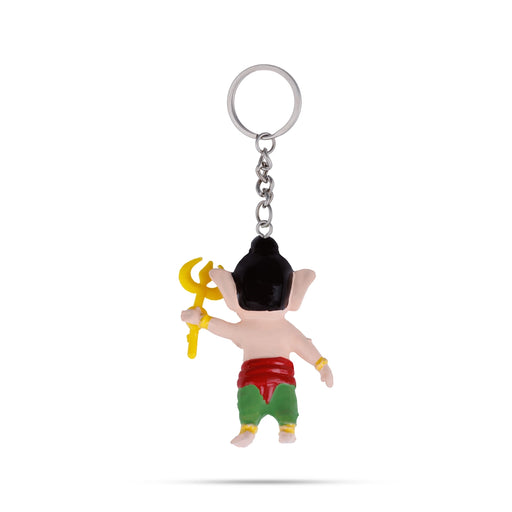 Ganesh Murti With Trishul Design Key Chain- 0.25 X 2.25 Inches | Key Ring/ Key Holder For Gifting, Car And Bike - Key Chain & Key Holder