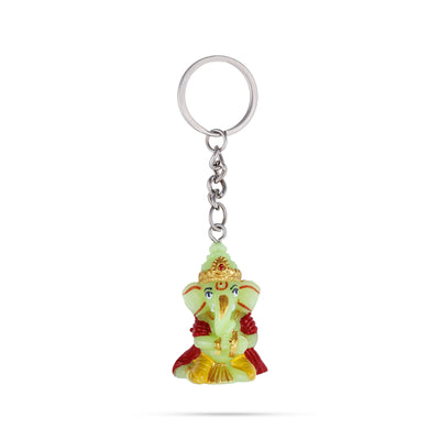 Ganesh Murti Design Key Chain - 0.75 X 2.25 Inches | Key Ring/ Key Holder For Gifting, Car And Bike