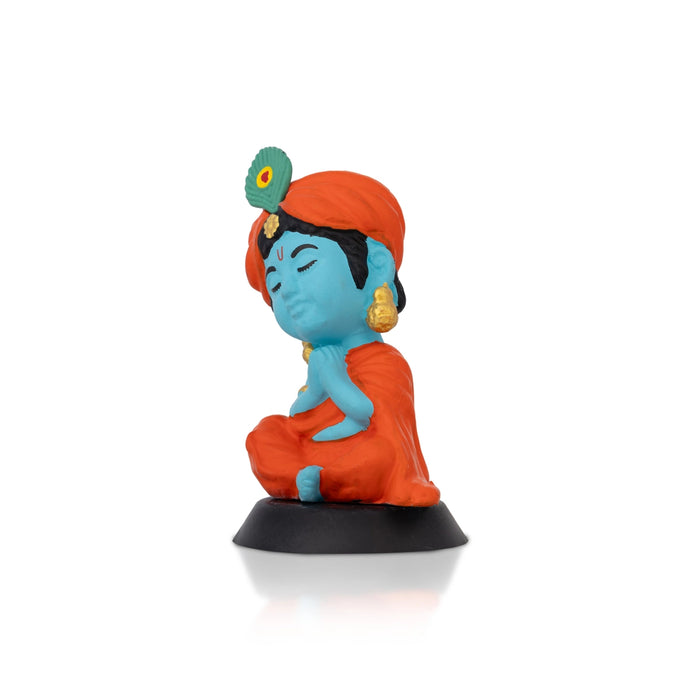 Bhakti Krishna Murti - 3.5 X 2 Inches | Car Dashboard Decor/ Blue Colour Krishna Idol For Home Decoration - Car Stand & Car Accessories