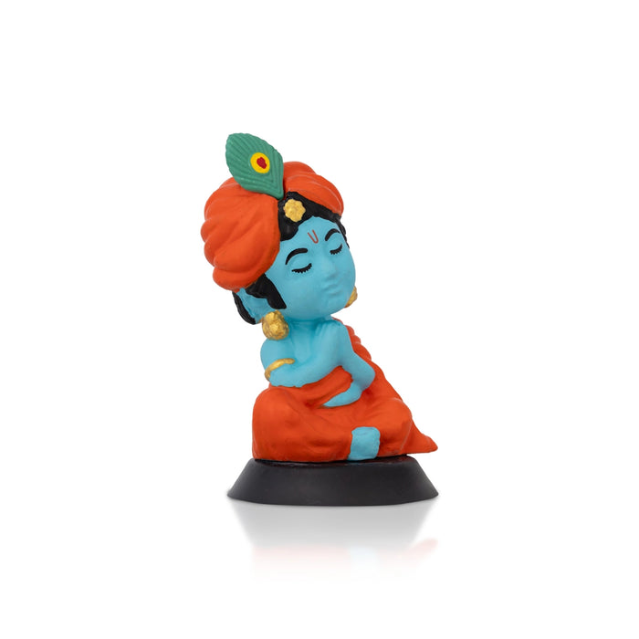 Bhakti Krishna Murti - 3.5 X 2 Inches | Car Dashboard Decor/ Blue Colour Krishna Idol For Home Decoration - Car Stand & Car Accessories