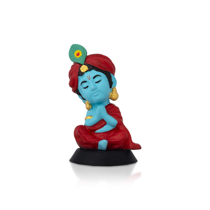 Bhakti Krishna Murti - 3.5 X 2 Inches | Car Dashboard Decor/ Blue Colour Krishna Idol For Home Decoration - Car Stand & Car Accessories