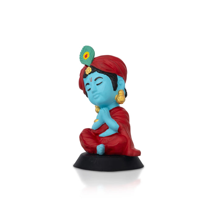 Bhakti Krishna Murti - 3.5 X 2 Inches | Car Dashboard Decor/ Blue Colour Krishna Idol For Home Decoration - Car Stand & Car Accessories