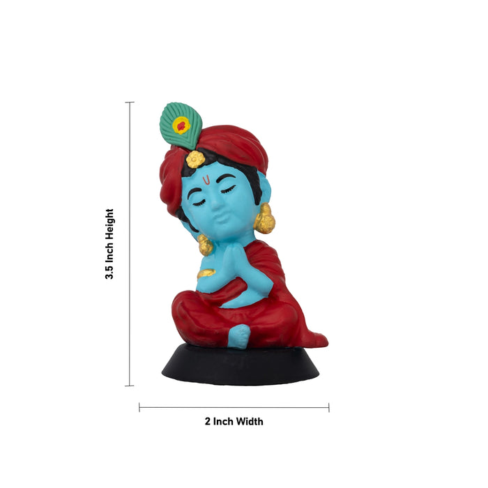 Bhakti Krishna Murti - 3.5 X 2 Inches | Car Dashboard Decor/ Blue Colour Krishna Idol For Home Decoration - Car Stand & Car Accessories