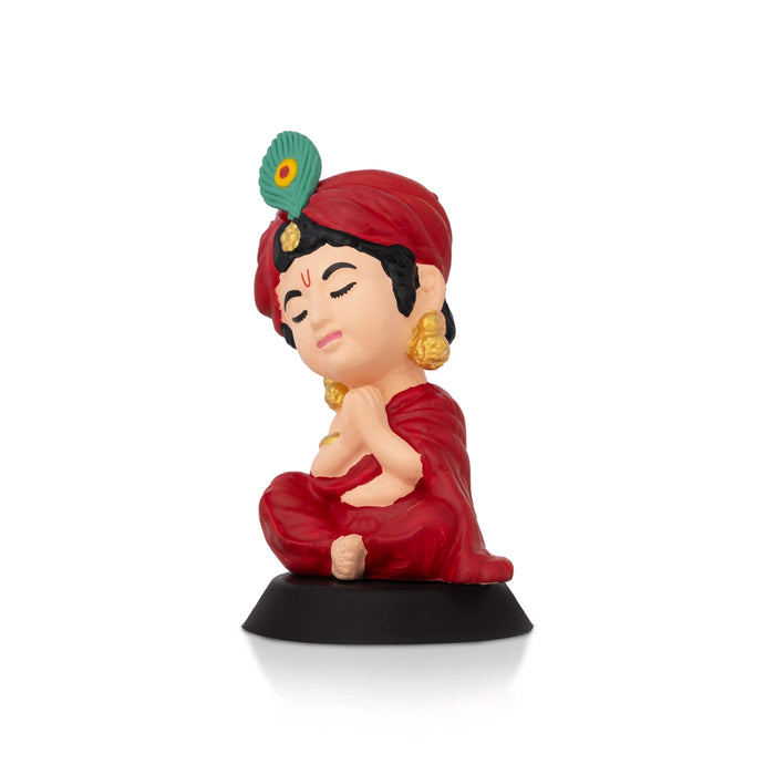 Bhakti Krishna Murti - 3.5 X 2 Inches | Car Dashboard Decor/ Skin Colour Krishna Idol For Home Decoration - Car Stand & Car Accessories