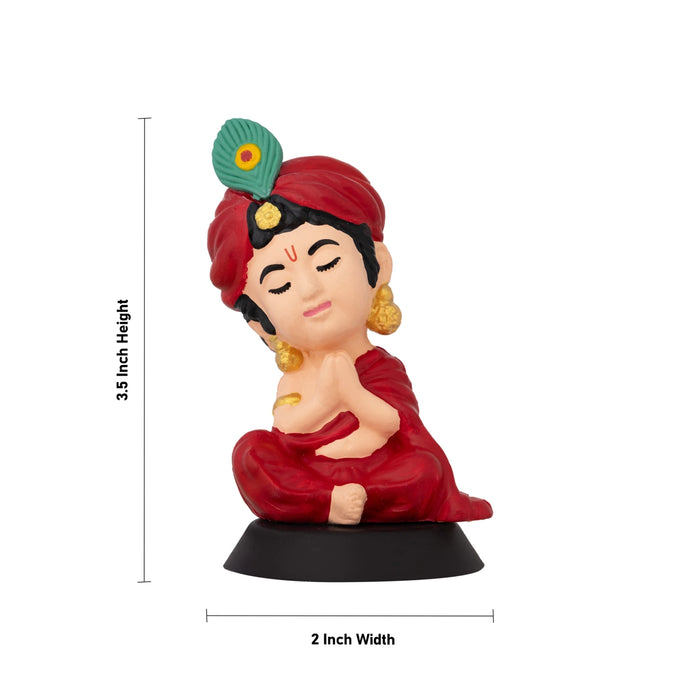 Bhakti Krishna Murti - 3.5 X 2 Inches | Car Dashboard Decor/ Skin Colour Krishna Idol For Home Decoration - Car Stand & Car Accessories
