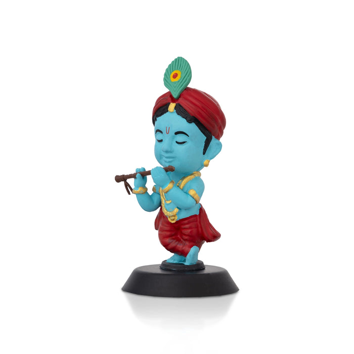 Bhakti Krishna Murti - 4 X 2 Inches | Car Dashboard Decor/ Blue Colour Krishna Idol For Home Decoration - Car Stand & Car Accessories