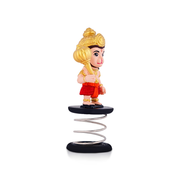 Spring Anjaneya Statue Car Dashboard Stand - 5 X 2 Inches | Car Decor/ Skin Colour Hanuman Statue For Gifting - Car Stand & Car Accessories