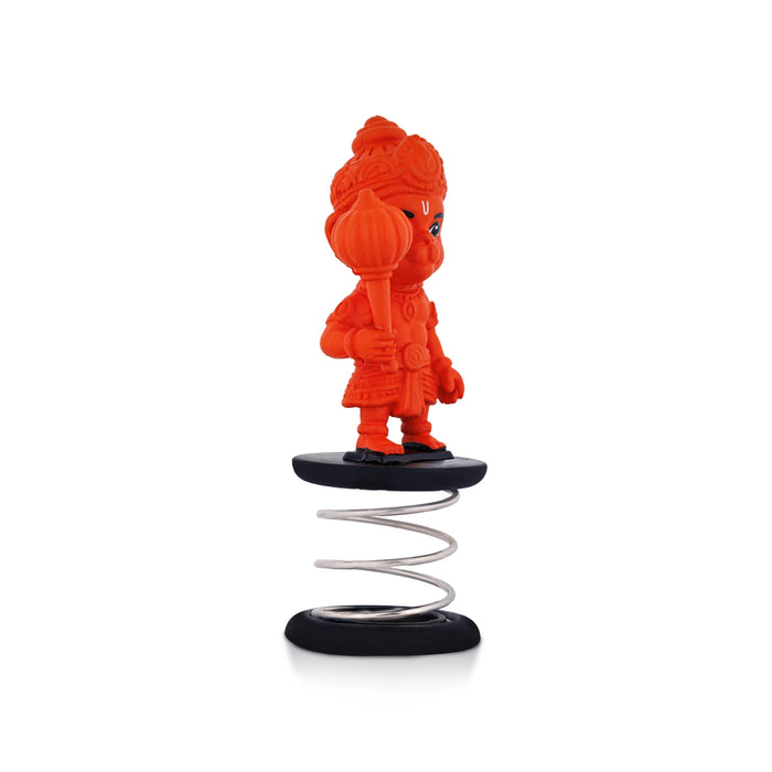 Spring Anjaneya Statue Car Dashboard Stand - 5 X 2 Inches | Car Decor/ Red Colour Hanuman Statue For Gifting - Car Stand & Car Accessories