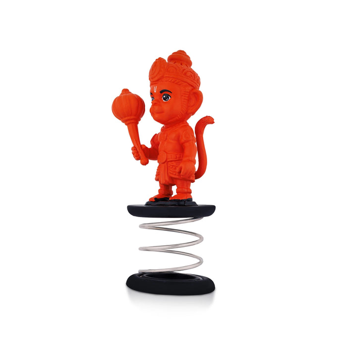 Spring Anjaneya Statue Car Dashboard Stand - 5 X 2 Inches | Car Decor/ Red Colour Hanuman Statue For Gifting - Car Stand & Car Accessories
