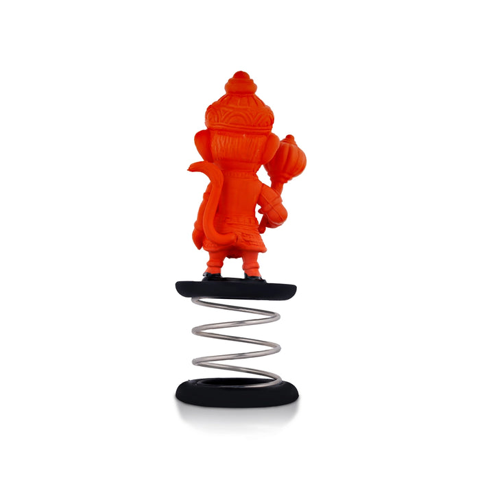 Spring Anjaneya Statue Car Dashboard Stand - 5 X 2 Inches | Car Decor/ Red Colour Hanuman Statue For Gifting - Car Stand & Car Accessories