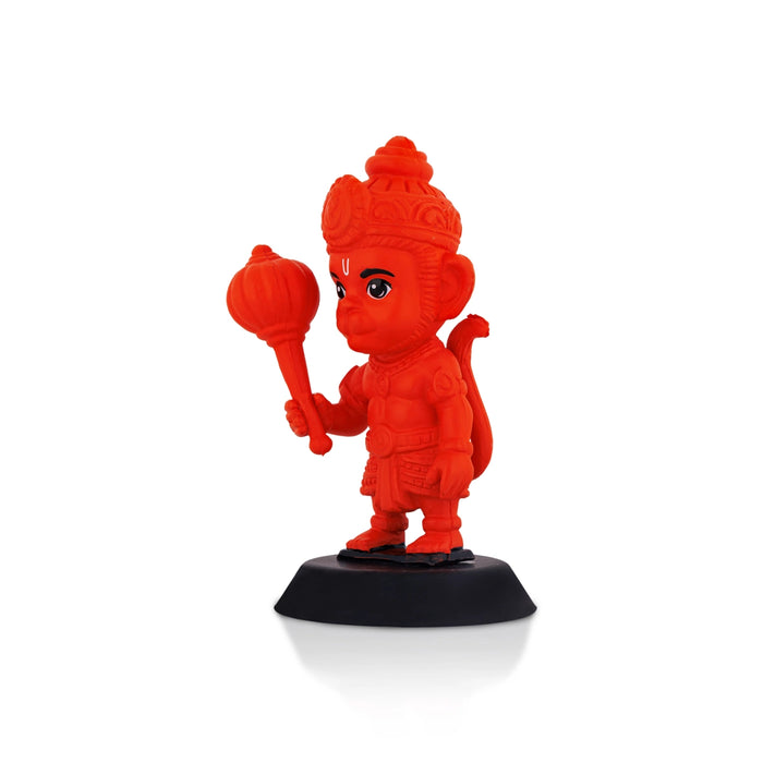 Anjaneya Statue Car Dashboard Stand - 3.75 X 1.5 Inches | Car Decor/ Red Colour Hanuman Statue For Gifting - Car Stand & Car Accessories