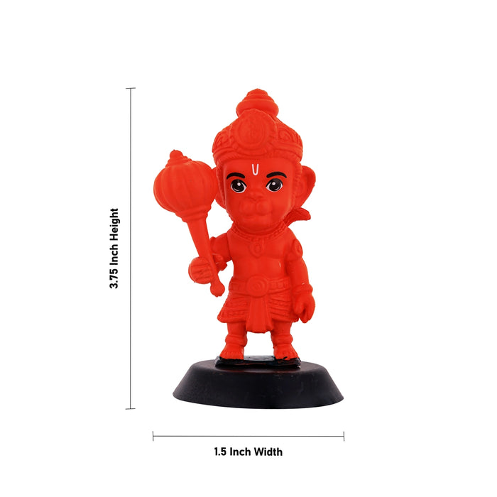 Anjaneya Statue Car Dashboard Stand - 3.75 X 1.5 Inches | Car Decor/ Red Colour Hanuman Statue For Gifting - Car Stand & Car Accessories