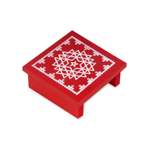 Wooden Manai Palagai - 1.25 x 3 x 3 Inches | Pooja Chowki/ Kolam Design Bajot for Pooja & Home - Pooja Aasan & Bajot & Pooja Mat