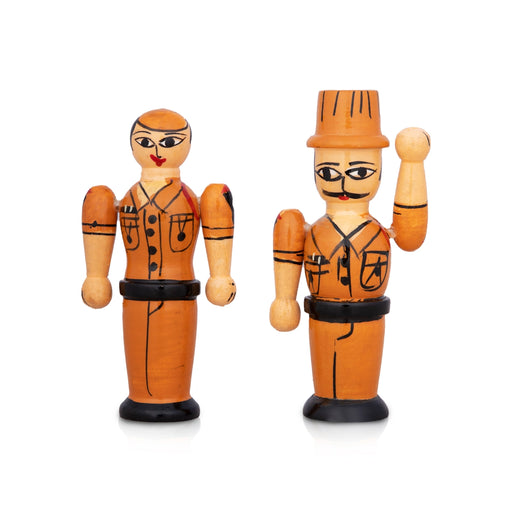 Police Pair - 4 x 2 Inches | 2 Pcs/ Wood Sculpture/ Handcrafted Wooden Toy for Kids - Traditional Games & Toys