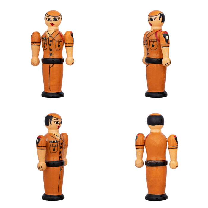 Police Pair - 4 x 2 Inches | 2 Pcs/ Wood Sculpture/ Handcrafted Wooden Toy for Kids - Traditional Games & Toys