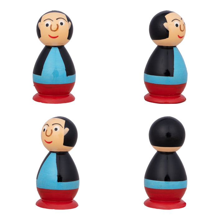 Motu Patlu Set - 3 x 1.5 Inches | 5 Pcs/ Coloured Wood Sculpture/ Wooden Cartoon Play Toys for Kids - Traditional Games & Toys