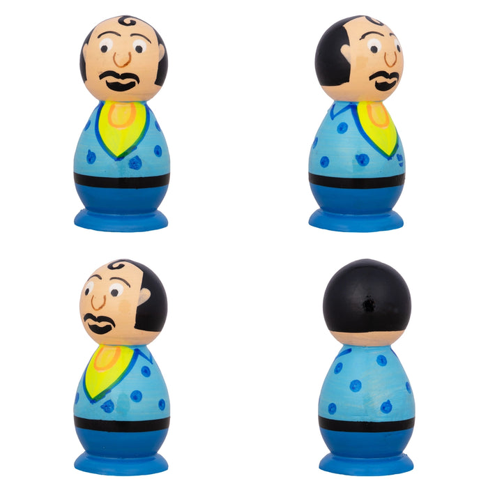 Motu Patlu Set - 3 x 1.5 Inches | 5 Pcs/ Coloured Wood Sculpture/ Wooden Cartoon Play Toys for Kids - Traditional Games & Toys
