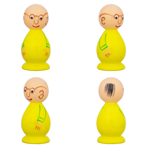 Motu Patlu Set - 3 x 1.5 Inches | 5 Pcs/ Coloured Wood Sculpture/ Wooden Cartoon Play Toys for Kids - Traditional Games & Toys
