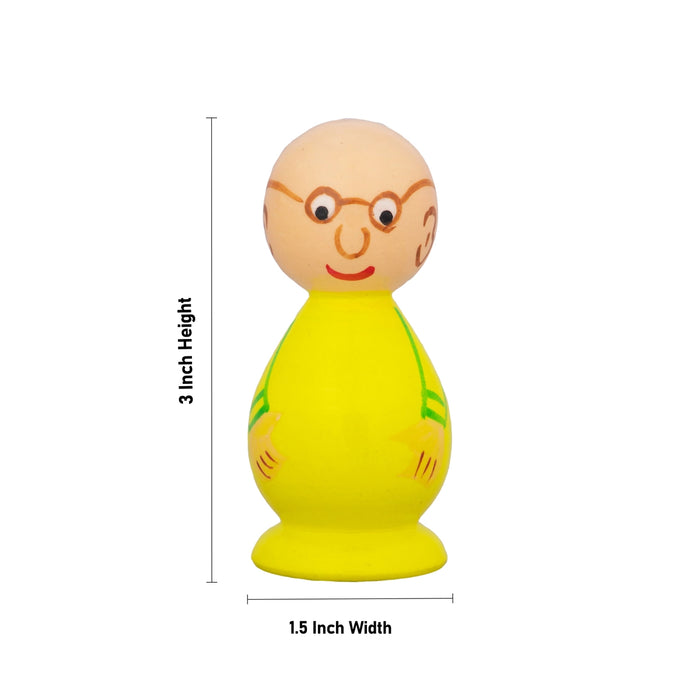 Motu Patlu Set - 3 x 1.5 Inches | 5 Pcs/ Coloured Wood Sculpture/ Wooden Cartoon Play Toys for Kids - Traditional Games & Toys