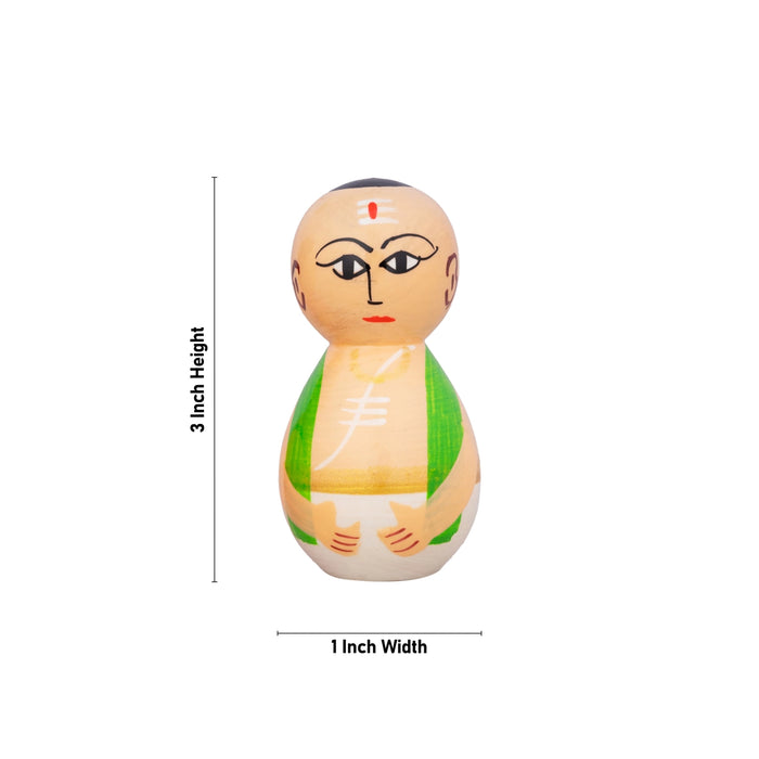 Mama Mami Pair - 3 x 1 Inches | Wood Sculpture/ Painted Wooden Toy for Table Top & Kids - Traditional Games & Toys