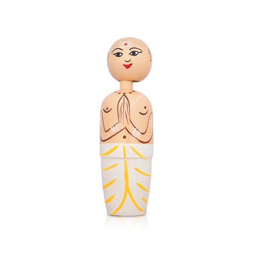 Spring Wooden Doll Iyer - 5.75 x 1.5 Inches | Wood Sculpture/ Decorative Showpiece/ Wooden Toy for Kids - Traditional Games & Toys
