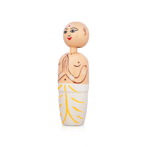 Spring Wooden Doll Iyer - 5.75 x 1.5 Inches | Wood Sculpture/ Decorative Showpiece/ Wooden Toy for Kids - Traditional Games & Toys