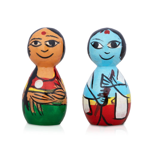 Mama Mami Pair - 2 x 0.75 Inches | Wood Sculpture/ Painted Wooden Toy for Table Top & Kids - Traditional Games & Toys