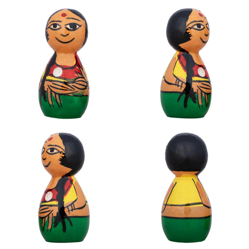 Mama Mami Pair - 2 x 0.75 Inches | Wood Sculpture/ Painted Wooden Toy for Table Top & Kids - Traditional Games & Toys