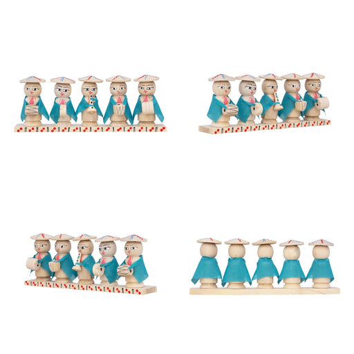 Japanese Musical Band - 3 x 8.5 Inches | Wood Sculpture/ Painted Wooden Toy for Table Top & Kids - Traditional Games & Toys