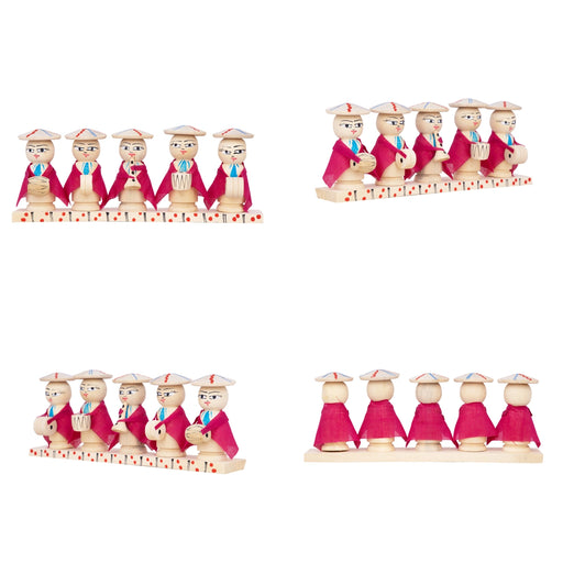 Japanese Musical Band - 3 x 8.5 Inches | Wood Sculpture/ Painted Wooden Toy for Table Top & Kids - Traditional Games & Toys