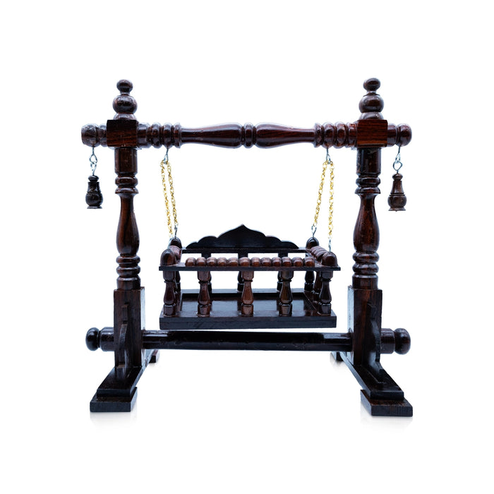 Wooden Jhula - 10.5 x 12 x 6.5 Inches | Wooden Jhoola/ Wooden Swing Jhula for Deity - Jhulas & Unjal Items