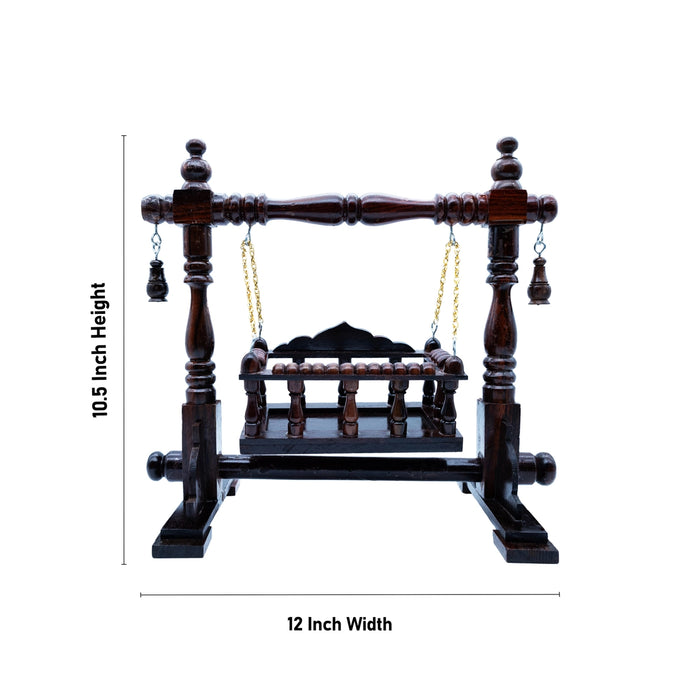Wooden Jhula - 10.5 x 12 x 6.5 Inches | Wooden Jhoola/ Wooden Swing Jhula for Deity - Jhulas & Unjal Items
