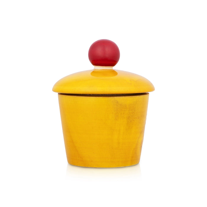 Kumkum Box - 2.5 x 2 Inches | Kumkum Bharani/ Wooden Sindoor Pot for Women & Pooja - Sindoor Box