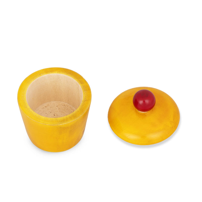 Kumkum Box - 2.5 x 2 Inches | Kumkum Bharani/ Wooden Sindoor Pot for Women & Pooja - Sindoor Box