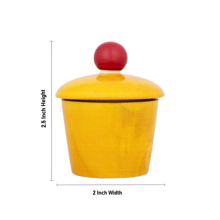 Kumkum Box - 2.5 x 2 Inches | Kumkum Bharani/ Wooden Sindoor Pot for Women & Pooja - Sindoor Box