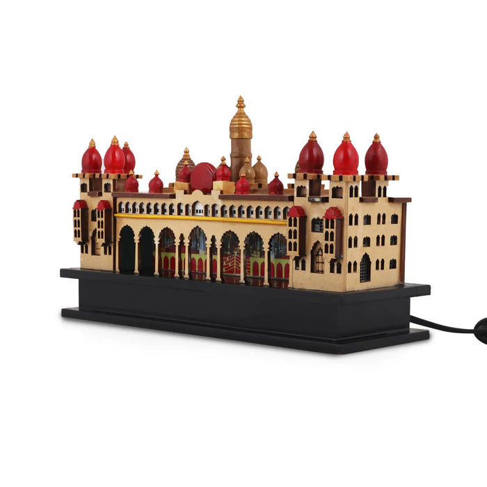 3D Wooden Palace With LED Light – 8 x 5 Inches | Wooden Mysore Palace / Palace Model for Home Decor
